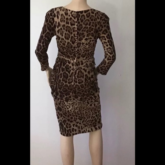 Dolce&Gabbana Leopard 3/4 Sleeve Ruched  Dress - Picture 2 of 10